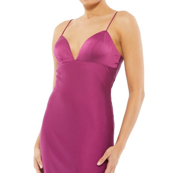 NWT Mac Duggal Empire Waist Spaghetti Strap Gown Mulberry 0 #9521 - Picture 2 of 8